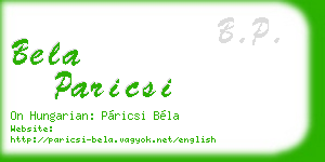 bela paricsi business card